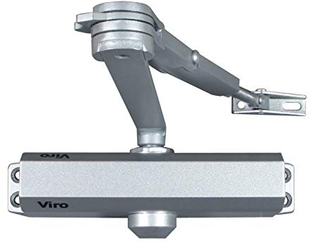 Viro - Chiudiporta Automatico, Braccio in Acciaio con e Arresto Regolabile | Multiforza, Colore Grigio, Per Porte max. Largh. 110 cm Peso 85 kg