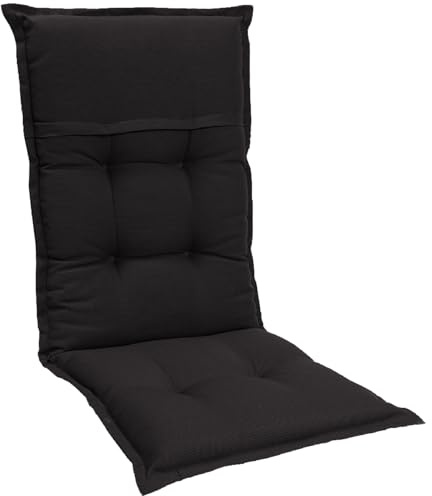 Homeoutfit24 Gartenstuhlauflagen Hochlehner, 6er Set, Schwarz