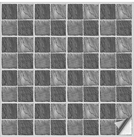 Kiwistar - Set 31 - Autocollants pour carrelage - 14,8 x 14,8 cm - Lot de 100 - Relief gris naturel - pour la cuisine, la salle de bain, le dosseret, la bordure, la rénovation, le motif de carreaux