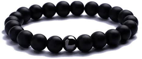 Alton of Sweden | Handgefertigt in Italien | Premium Perlenarmband für Männer | Schwarzer Onyx, braunes Tigerauge oder graue Larvikit-Steinperlen | Exklusive Schmuck-Geschenkbox