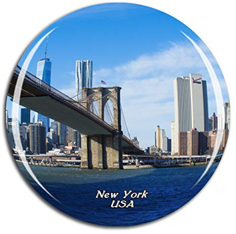 Weekino Brücke Manhattan New York Amerikas USA Brooklyn Kühlschrankmagnet 3D Kristallglas Touristische Stadtreise City Souvenir Collection Geschenk Starker Kühlschrank Aufkleber