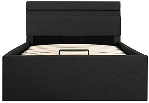 vidaXL Bett mit Bettkasten Hydraulisch LED Dunkelgrau Stoff 90x200 cm