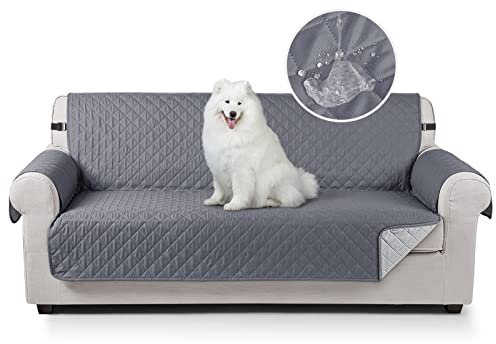 TAOCOCO Sofa Überzug, Sofabezug Wasserdicht Mit Gummiband，Wohnzimmer Anti-Rutsch Gepolsterter Sofaschutz für Haustiere, Katzen, Hunde, Spielende Kinder(Dunkelgrau, 3 Sitzer)