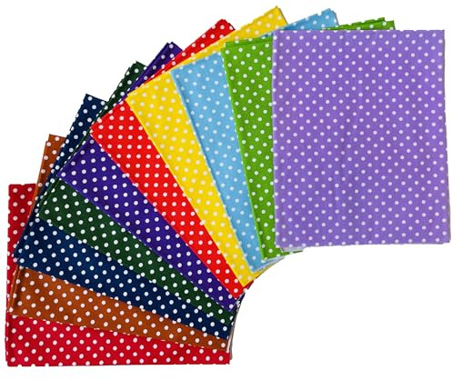 NewAmishQuilt Fat Quarters Cotton Fabric Bundles 18 x 22 Dots Patchwork Fabric Squares