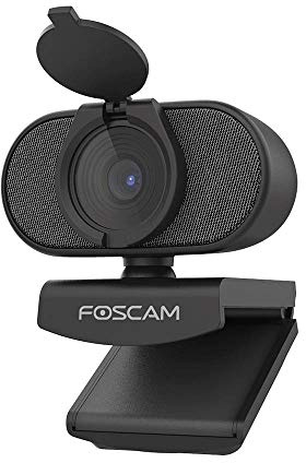 FOSCAM W41 - Webcam USB Ultra HD 4 MP, risoluzione 2K 2688 x 1520 pixel, copertura privacy, obiettivo grandangolare 84°, 2 microfoni per streaming live videochiamate, conferenze, lezioni online