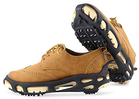 Anti-Rutsch-Schuhe Eisgreifer, 1 Paar, Unisex, Eis, Schnee, Traktion, Stollen, Schnee & Eis über Schuhgriffe mit 24 Nieten für Stiefel, Schuhe, Walking, Wandern, Klettern, Größe XL: passend für Schuhe
