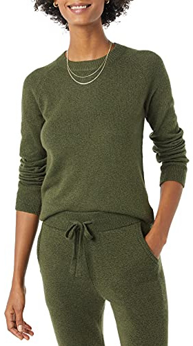Amazon Essentials Suéter de Manga Larga Suave al Tacto para Mujer, Cuello Redondo y Corte clásico, Color Oliva Oscuro, L