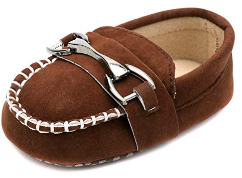 LONSOEN Baby Loafer 0-18 Months Shoes for Infant Boys Girls Learning Walk Cute & Stylish,215 Coffee CN13
