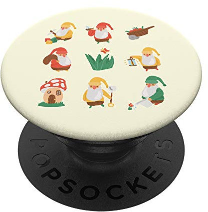 Gnome Nains Jardin Champignon Cottage Vintage Cottagecore PopSockets PopGrip - Support et Grip pour Smartphone/Tablette avec un Top Interchangeable