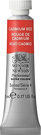 Winsor & Newton 8840300 Professional Aquarellfarbe, lebendige Wasserfarben in Künstlerqualität, hohe Farbbrillanz & Leuchtkraft, lichtecht, Archivqualität, 5ml Tube - Kadmiumrot