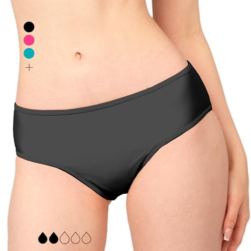 Costume da bagno mestruale a prova di perdite, colore nero, a vita media, per adolescenti, ragazze, donne, Nero , M/L