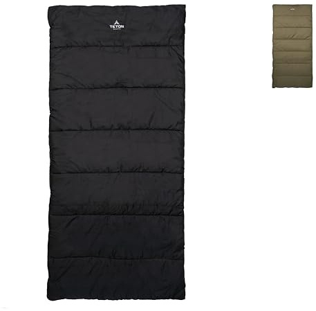 TETON Sports Evergreen Queen-Size-Schlafsack, Doppelschlafsack – EIN Warmer Schlafsack, den die ganze Familie genießen kann, ideal für Camping, Jagd und Basislager, -6°C Regular, Nacht/Oliv