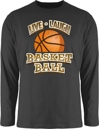 Langarmshirt Herren Langarm Shirt - Trikot Ersatz Training - Live Laugh Basketball Vintage - S - Schwarz - Basketballer basketballspiel für Fans