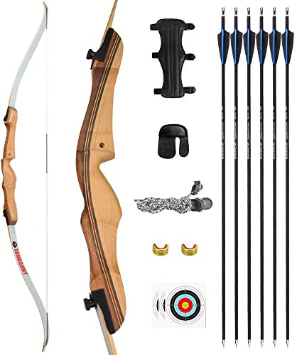 ZSHJGJR 68 Zoll Recurvebogen Set Takedown Sportbogen mit Carbonpfeil für Erwachsene Bogenschießen Wettkampfbogen für Anfänger Jagdbegeisterter (34lbs, Recurvebogen Set)