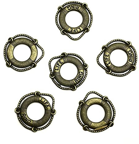 Lmlliang 30 x antike Bronze-Rettungsring-Anhänger für Schmuck, Halsketten, Bastelarbeiten, 24 mm x 22 mm, Metall, kein Edelsteinton, Metall, Kein Edelsteinton