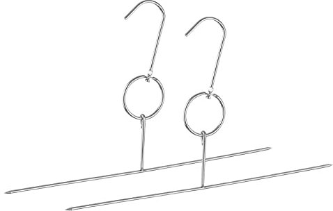 sourcing map 14.9'' Stainless Steel Smoker Hangers, 0.16'' Thickness Three-Prong Meats Hooks for Butcher Shop Hanging Processing Drying Chicken Beef Fish, 2Pcs
