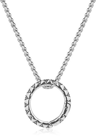 GAVU Collier Porte-Bague Argent, Collier Cercle, Collier Acier Inoxydable Homme, 55cm