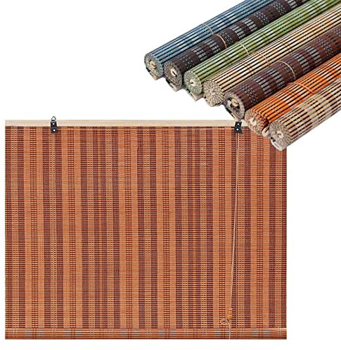 DUYULIANG Retro Bambusrollo Blickdicht 90x200cm 120x160cm - Bambus Jalousine Raffrollo Rollos - Sichtschutz Fenster Rollo Ohne Bohren, Sonnenschirm Und Belüftung, Holzrollo Natur Einfach Aufzuhängen