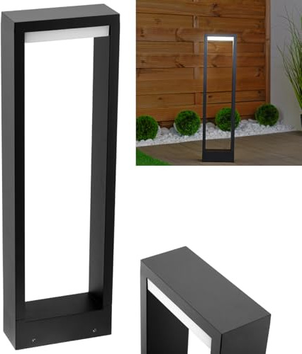 Lumiled Pollerleuchte Außenstehleuchte 60cm Stehlampe Außenleuchte Außenbeleuchtung Wegeleuchte Gartenleuchte Wegelampe Standleuchte LED 10W IP44 schwarz spritzwasserdicht 4000K 700Lm Neutralweiß