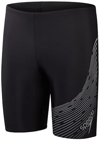 Speedo Medley Logo Jammer per Bambino, Nero/Grigio, 5-6 Anni