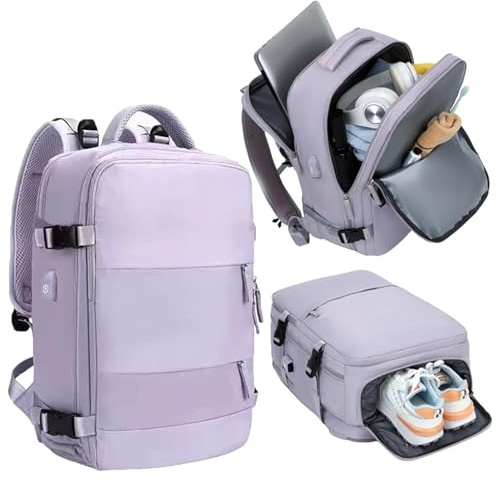 Mi Ko Mi Ka Mochila de Viaje Grande: Resistente al Agua, con Compartimento para Zapatos Separado, Puerto de Carga USB y Diseño Multifuncional Antirrobo. 2210