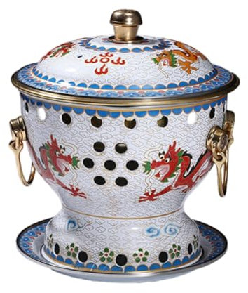 VIDECOR Einzelne Person, Kleiner Kupfertopf, Alter Pekinger Kleiner Dicker Kuh-Hot Pot, Chinesischer Traditioneller Cloisonné-Hot Pot, Kommerzieller Alkoholanteil, Roter Kupfer-Hot Pot,G