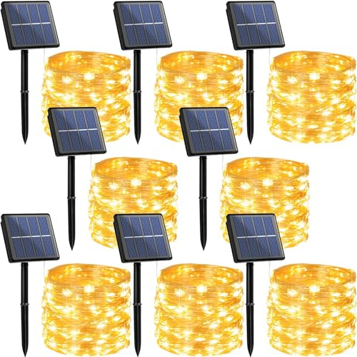 Beieverluck 8 Pack Solar Fairy Lights Outdoor Waterproof 264FT 800 LED Solar String Lights Outside with 8 Modes for Tree Garden Wedding Party Decor, Warm White