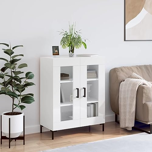 HETFTJN Sideboard, Eckschrank Badezimmerschränke Aufbewahrungsschrank Besenschrank Geeignet für Schlafzimmer Entrance Flur Office Hochglanz-Weiß 69,5x34x90 cm Holzwerkstoff