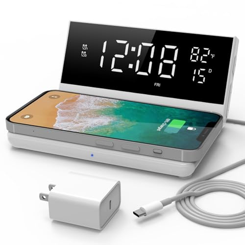 Soundfreaq Charge Rise II, SFQ-20: Digital Alarm Clock, with Fast USB Charger and Wireless Charger (White, Home)