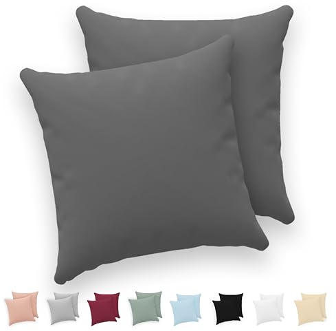 Twinzen - Kissenbezug 30x30cm - 2er Set - 100% Baumwolle - Anthrazit | Oeko-Tex zertifiziert · mit Reißverschluss · Kopfkissenbezug & Kissenhülle · Jersey · 150 g/m² · Weich · Waschbar