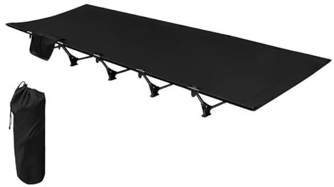 SUBLXPoten Feldbett Campingbett, tragbares Klappbett, ultraleichtes Schlafbett aus Aluminiumlegierung for Outdoor-Wanderungen, Rucksackreisen(Black)