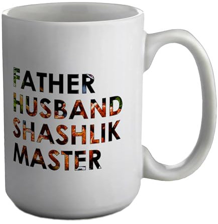 Shopagift Father Shashlik Master Mug Grill Barbecue Skewer White 15oz Large Ceramic Cup