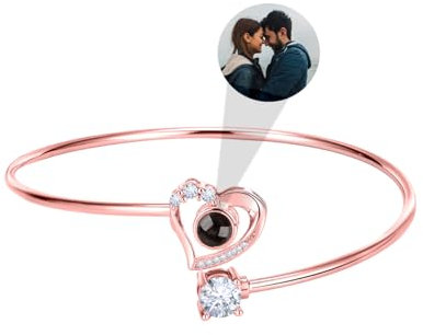 Aina Lighting Personalisiertes Armband Mit Bild im Stein - Foto Projektion Armreif, Individuelles Erinnerungsfoto Geschenk für Frauen