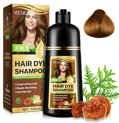 KLLALO 3-in-1 Haarfärbe-Shampoo für Männer und Frauen, 500ml, Schwarz und Dunkelbraun, Natürliche Haarfarbe, Grauabdeckung, Haar- und Kopfhautpflege