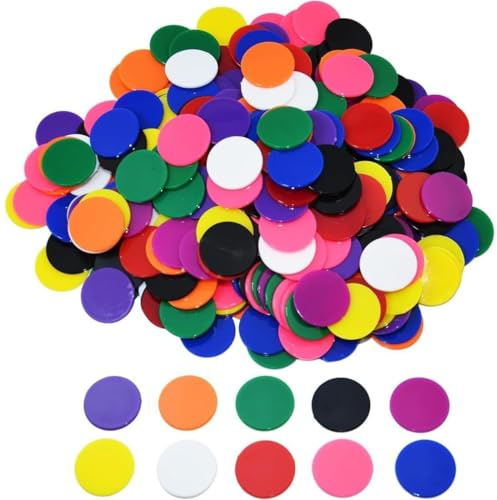 PNPGDYKR Jetons de poker en plastique, 100 pièces, Jetons de jeux de bingo et de loto, Marqueur (6 couleurs, 25mm)