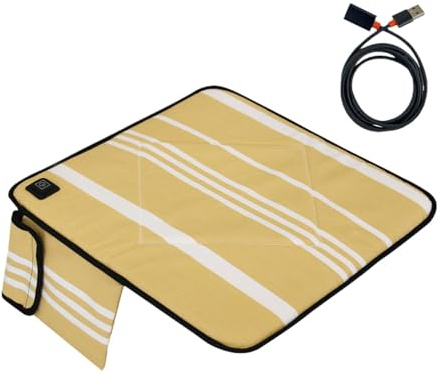 MagiDeal Alfombrilla calefactora USB, cojín de asiento calefactable eléctrico, bonito cojín calefactor multifunción de lona, ​​cojín de asiento calefactable, Amarillo