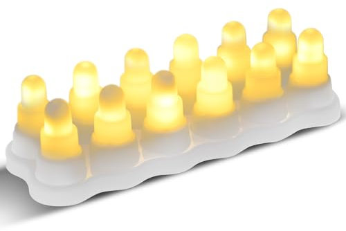 YIWEOG Paquet de 12 bougies LED sans flamme vacillantes, alimentées par USB, fausses bougies électriques sans fil, bougies chauffe-plat pour chambre, fête, anniversaire, mariage, festival, décoration,