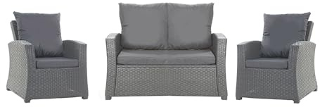 Setgarden® Set aus Rattan-Gartenkissen 4-5 Sitzplätze – für Sofa, Schaukelstuhl und Wohnzimmer, bequem für Innen- und Außenbereich, Polyester, wasserdicht (Anthrazit, 110 x 60 x 50 cm / 2 x 50 x 56