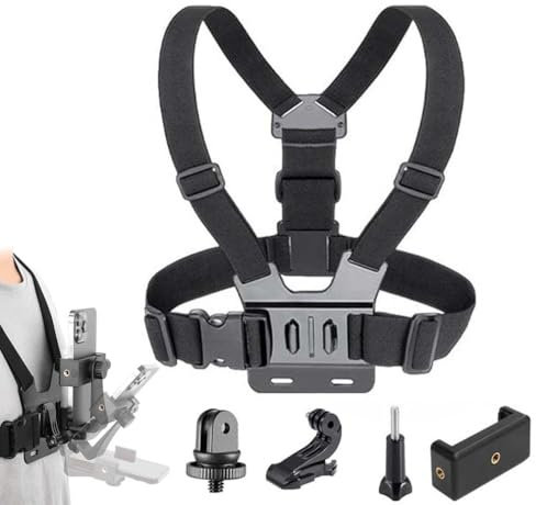 LUCKKY Chest Strap Mobile Phone Holder, Mobile Phone Chest Strap Mount, Harness Strap Holder Universal Cell Phone Clip, Adjustable Chest Mount Harness for smartphone, Action Cameras