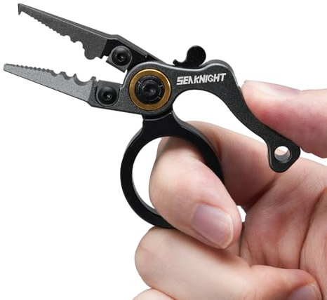 Seaknight Mini-Angelzange, 79 mm, tragbar, 28 g, ultraleicht, multifunktional, Angelwerkzeug, Schnurschneider, Hakenentferner, Aluminiumlegierung, Angelzubehör, Schwarz
