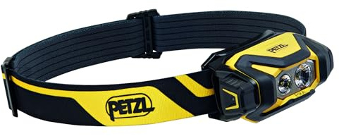 PETZL PIXA Professionelle LED-Stirnlampe, 450 Lumen, IP68 Wasserdicht, Schwarz/Gelb, batteriebetrieben