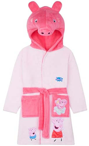 Peppa Pig Robe de Chambre les Tout-Petits et les Filles, Peignoir de bain Polaire à Capuche Ultra Doux, Cadeau Fille (2-3 Ans, Rose)