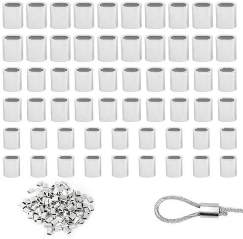 120PC Aluminium Pressklemmen,Aluminiumhülse Ovale Würgeklemmen,Alu Drahtseilklemme 2/3/4MM,Drahtseilklemme Quetschhülsen,Pressklemmen Seilverbinder Doppelhülsen,Ovale Crimpschlaufe Würgeklemmen,Kiuiom