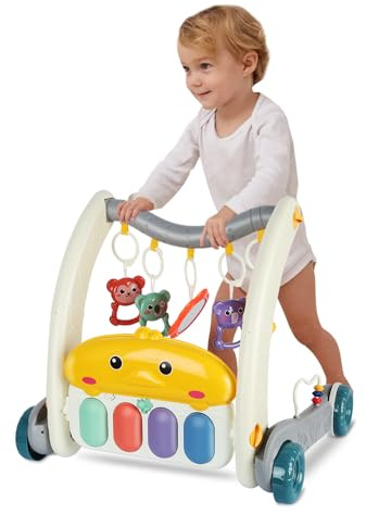 Lauflernhilfe für Babys, 2-in-1, skalierbar, sitzend und stehend, Lauflernhilfe für Babys, Jungen, Mädchen, mitwachsend, 2-in-1, Grau
