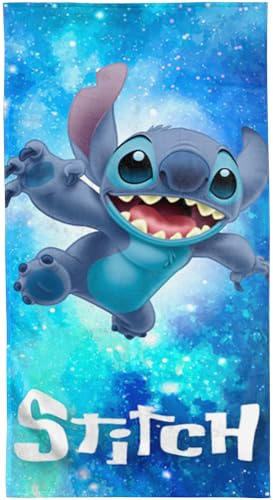 BERONAGE Disney Lilo & Stitch Toalla de baño Out of The World 75 x 150 cm, 100% algodón, toalla de playa para niños, absorbente, suave, para verano, piscina, regalo, artículo para fans