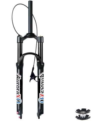 LYYCX AuroraXQ Fourche Suspension VTT 26 27,5 29 Pouces, Voyage 140mm Fourche VTT 1-1/8, AIR-32 QR 9mm avec réglage du Rebond(Straight Remote Lockout,27.5)