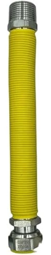 HM | Giunto Gas Flessibile per Caldaia MF 1/2 e 3/4 | Rivestito Giallo Estensibile | Lunghezze da 130 a 420 mm | Guarnizioni Incluse | Connessione per Impianti Riscaldamento (MF 3/4 220x420 mm)