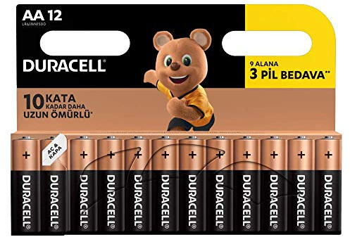 Duracell 5000394117518 Lot de 12 Piles alcalines AA 1,5 V (Piles alcalines, AA, alcalines, cylindriques, 1,5 V)