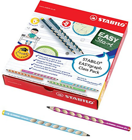 STABILO - Ergonomischer Dreikant-Bleistift für Links- und Rechtshänder - EASYgraph in 8 Farben - 48er Pack - Härtegrad HB