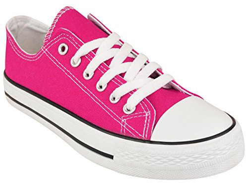 SHOPONLINE 192 Women's Canvas Lace-Up Plimsoll Flat Gym Sports Trainers Lightweight Shoes